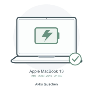 A1342 Akku tauschen – Reparatursymbol für MacBook 13″